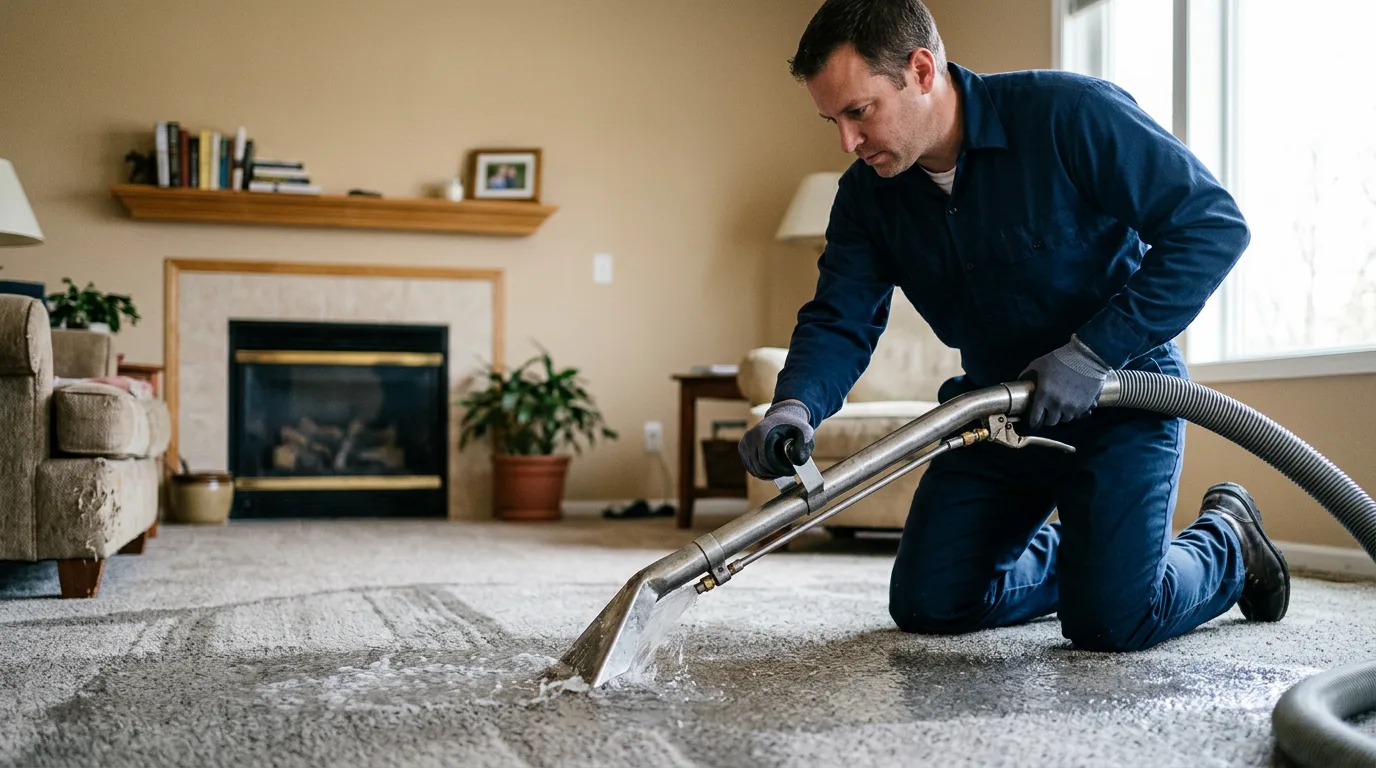 Water damage restoration technician working near Russellville, AR